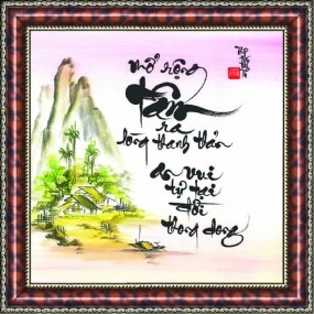 Tranh thư pháp vẽ tay QUÊ - NHÀ